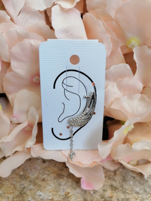 Серьга "Каффа" крылья ангела с подвеской, цвет белый в серебре