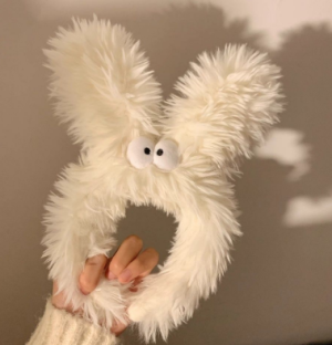 Ободок белый мохнатый заяц bv003 shg21