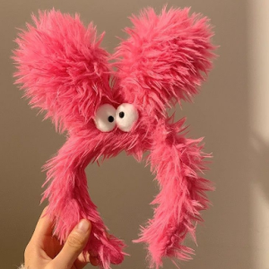 Ободок розовый мохнатый заяц bv002 shg21