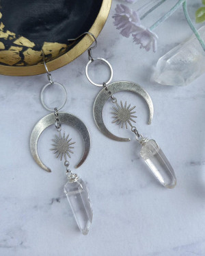 Серьги кристаллы и луна bf315 shg28