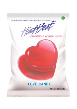 Конфета карамельная Hartbeat Jumbo Love Candy Strawberry со вкусом клубники, м/у 150г, 1/40
