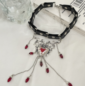 Чокер сердце и красные камни bu455 shg17