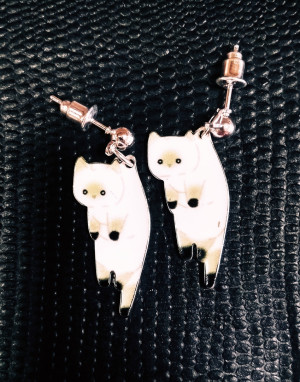 Котики висячие сережки гвоздики aj158 shg7