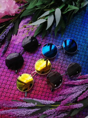 Очки круглые солнцезащитные aj165 shg30