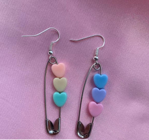 Серьги булавки с сердечками ba106 shg28