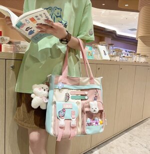 Шоппер с заклёпками голубой bt641 shg15