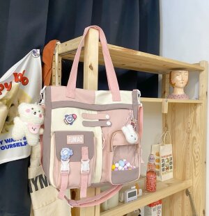 Шоппер с заклёпками розовый bt640 shg15