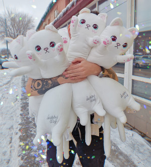 Котик обнимашка белый 70 см an223 shg16