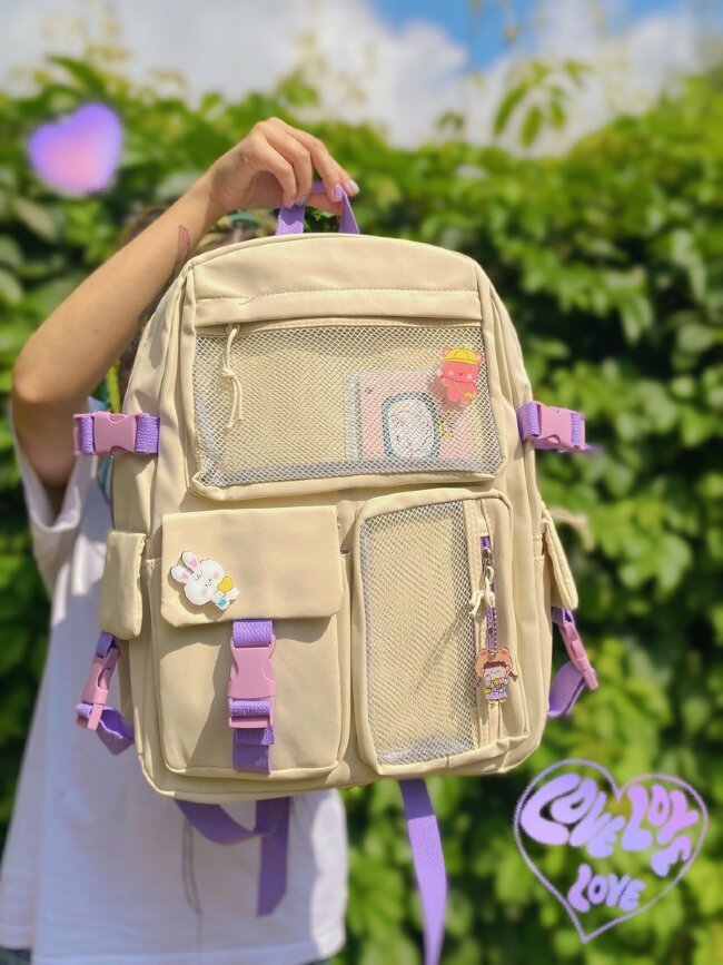 Рюкзак с сеткой белый bt584 shg15