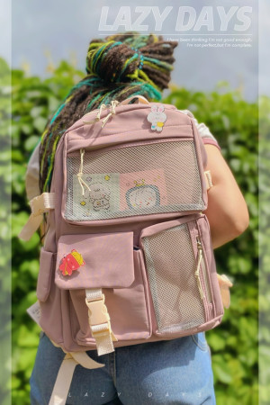 Рюкзак с сеткой розовый bt585 shg15