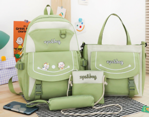Набор рюкзак+шоппер+сумочка+пенал зелёный bm814 shg15
