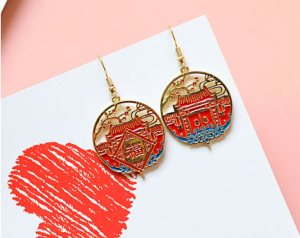 Серьги красные ворота at0511 shg7