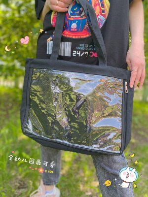 Сумка с прозрачной вставкой чёрная bp906 shg15