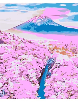 Картина по номерам «Сакура у вулкана» 40х50см bp920