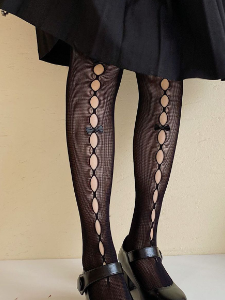 Колготки ажурные с бантиками чёрные bu982 shg01