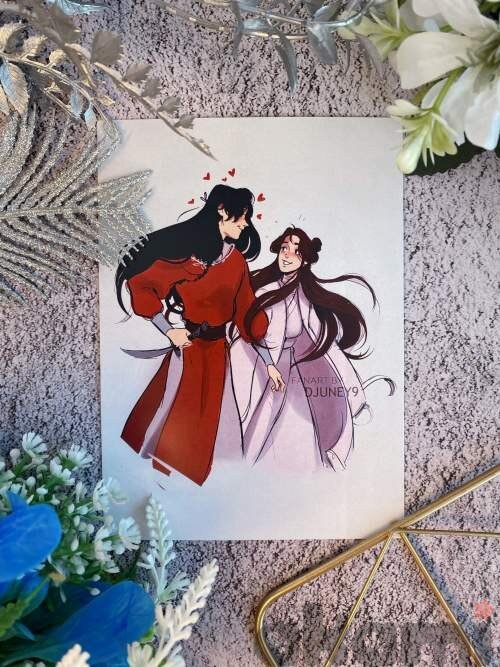 Heaven Officials' Blessing Благословение Небожителей Открытка авторская А6 Се Лянь, Хуа Чэн от Djuney9 (Спецзаказ) ver 01