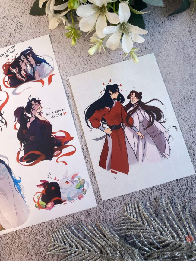 Heaven Officials' Blessing Благословение Небожителей Открытка авторская А6 Се Лянь, Хуа Чэн от Djuney9 (Спецзаказ) ver 01