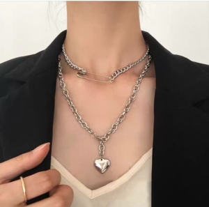 Подвека цепь с сердцем  металл av0198 shg28