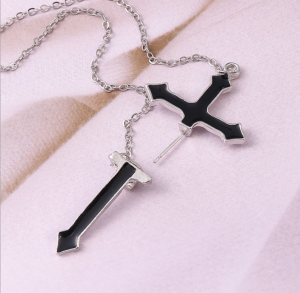 Сережка-крест с цепочкой av0147 shg28