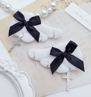 Заколки крылья с чёрным бантиком bv668 shg28