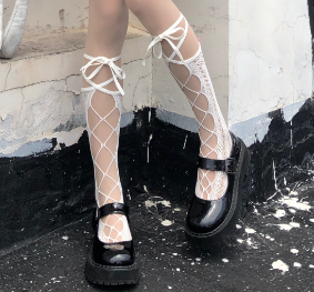 Носочки ажурные с лентами белые bn249 shg01