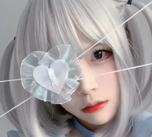 Повязка на глаз сердечко с оборками bv675 shg30