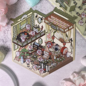 Набор наклеек "Собери комнату" чайный дом